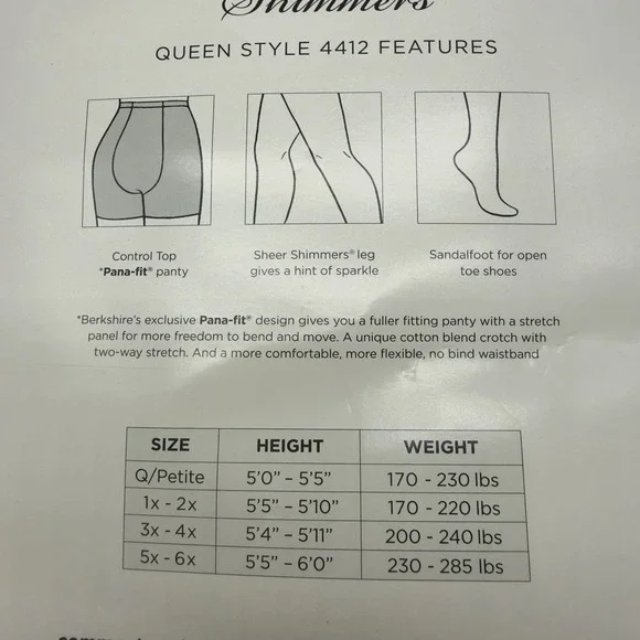 Berkshire Women's Plus 1X - 2X Queen Shimmers Ultra Sheer Control Top Pantyhose - Picture 7 of 7